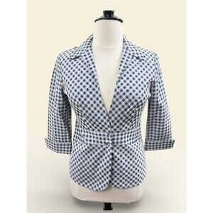 Doncaster Collection East Hampton Gingham Seer Sucker 3/4 Sleeve Jacket, Size 12